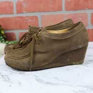 Clarks Originals Wallabees Wedge Brown Suede Leather Shoes Size 8/8.5